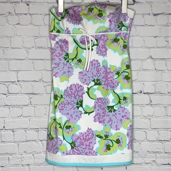 Laundry Shelli Segal Floral Strapless Feminine Romantic Mini Dress 4 - Picture 2 of 12